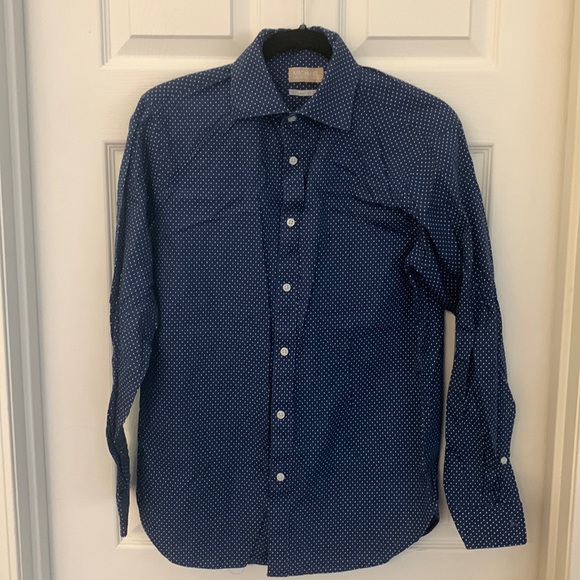 Michael Kors blue dotted long sleeve dress shirt Sz 15, 32/33 Slim fit - Picture 1 of 6